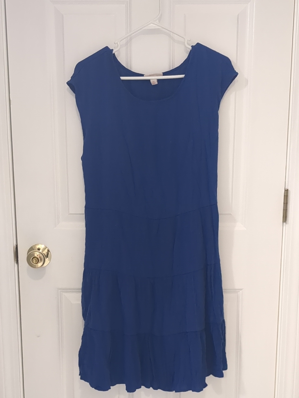 Knox Rose Royal Blue Short Sleeve Tiered Midi Dress